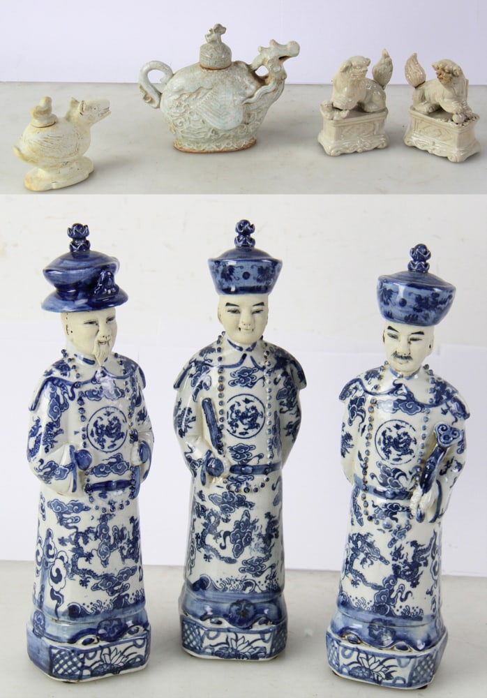 Chinese Figures, Wine Pot, Foo Dogs, Folk Art Vessel (1 of 12)