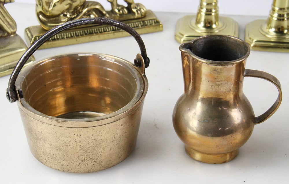 Brass Items, Candlesticks, Doorstops, Buckets, etc. - 3