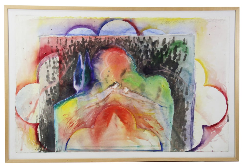 Edward Giobbi, "I Wish I Knew", Watercolor, Pastel: Edward Giobbi, "I Wish I Knew", watercolor, charcoal, pastel on paper, signed, dated 1984, 25 1/2" x 40 1/2". Provenance: Palm Beach, Florida estate. PLEASE NOTE: This lot is not from the Second