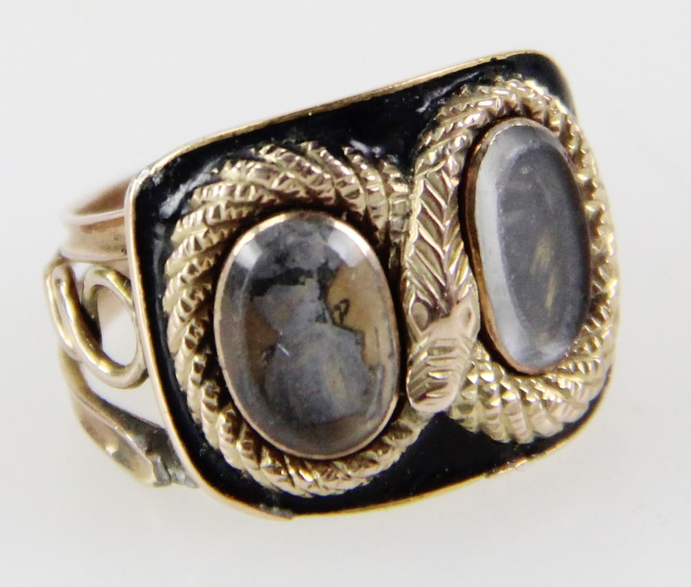 19thC Mourning Ring, 10k Gold with Black Enamel (1 of 8)