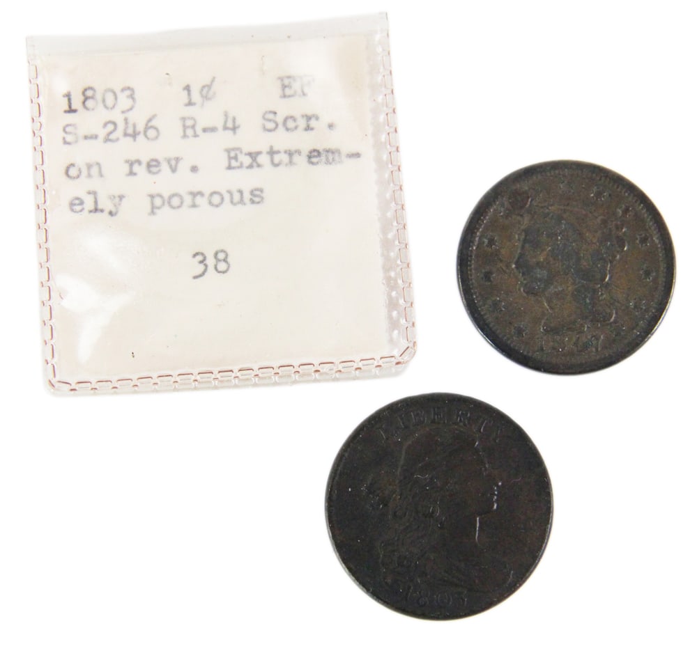 US 1803 and 1847 Large Cent Coins (1 of 8)
