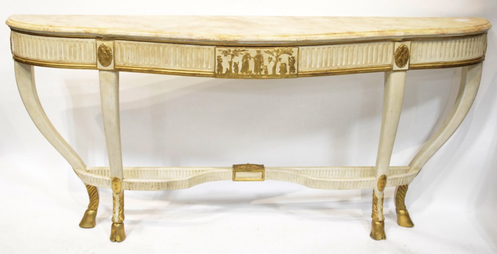 Neoclassical-style Painted Foyer Table with Marble Top (1 of 7)