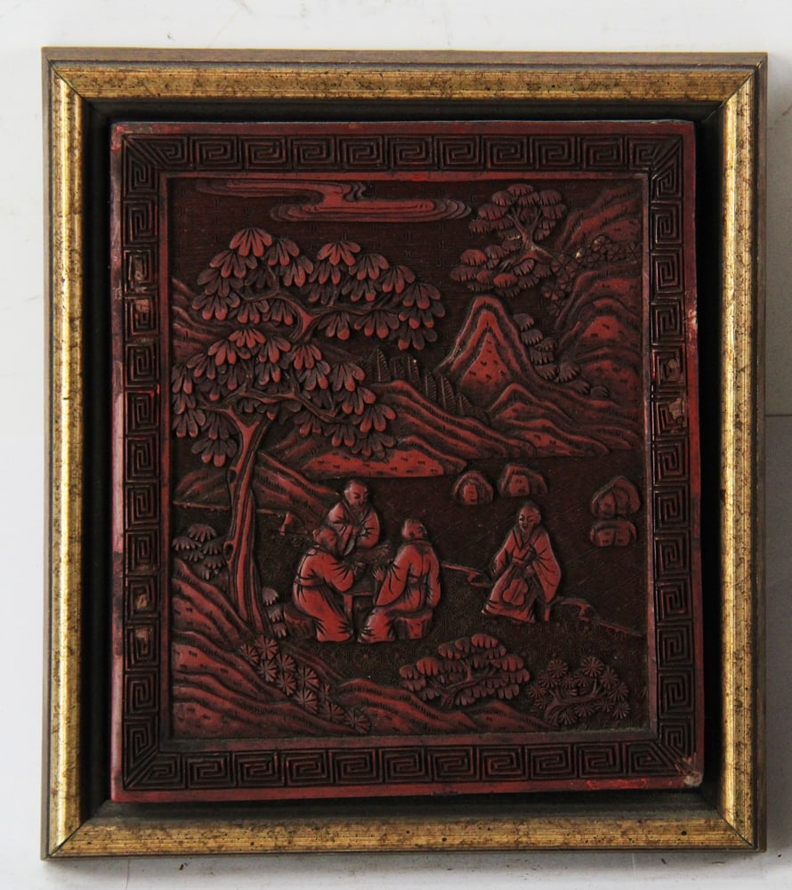 Two Framed Cinnabar Panels - 2