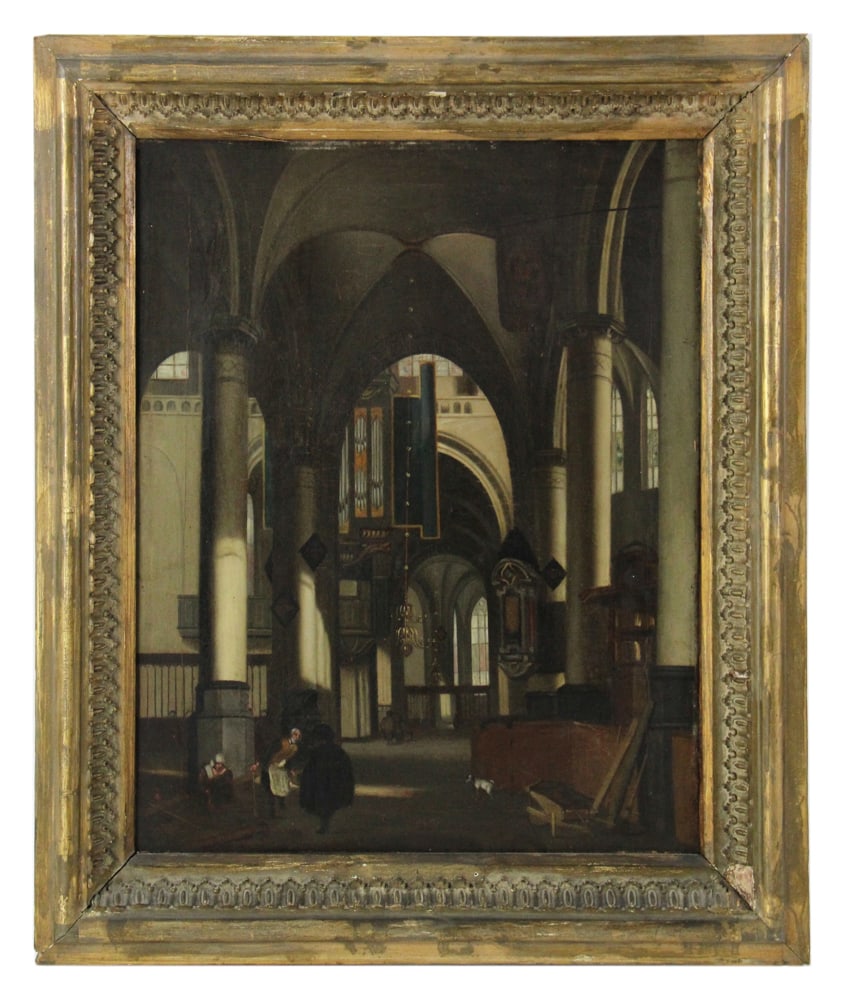 Attributed to Emanuel DeWitt, Church Interior, Oil on Canvas (1 of 6)