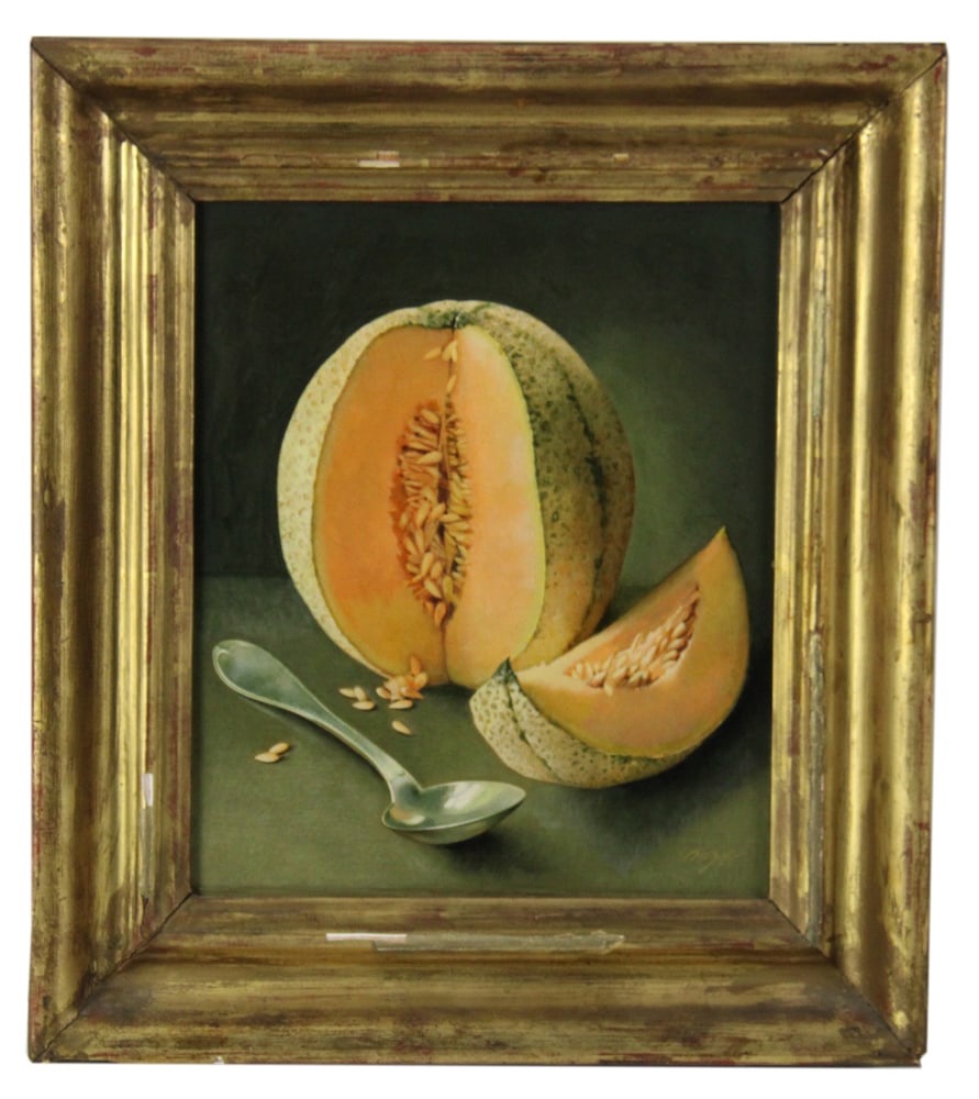 Signed Baz, "Cantaloupe", Still Life, Tempera (1 of 6)