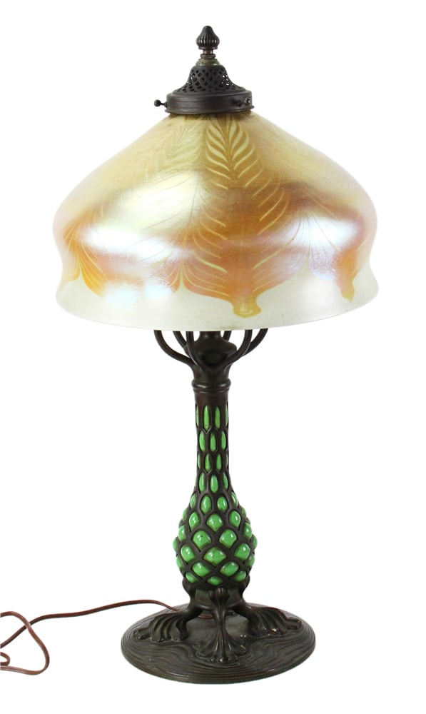 Tiffany Studios Signed Pineapple Lamp Base with Shade (1 of 15)