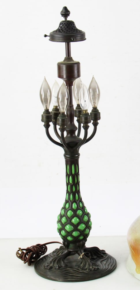 Tiffany Studios Signed Pineapple Lamp Base with Shade - 2