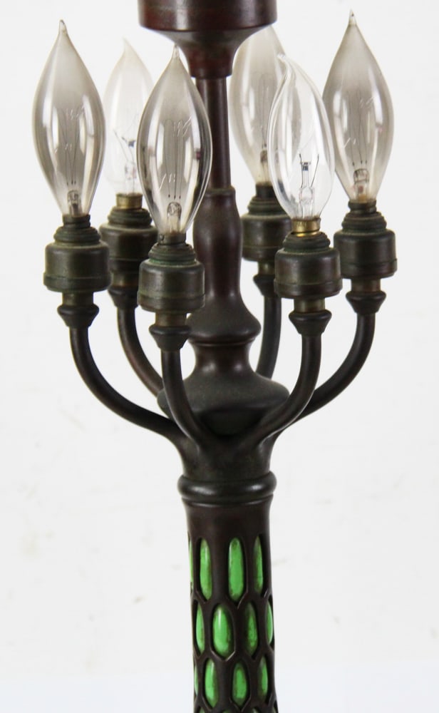 Tiffany Studios Signed Pineapple Lamp Base with Shade - 4