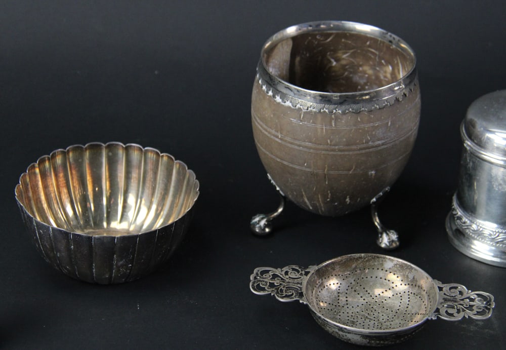 Silver Objets de Vertu, Coconut Cup, Muffineer, etc. - 2