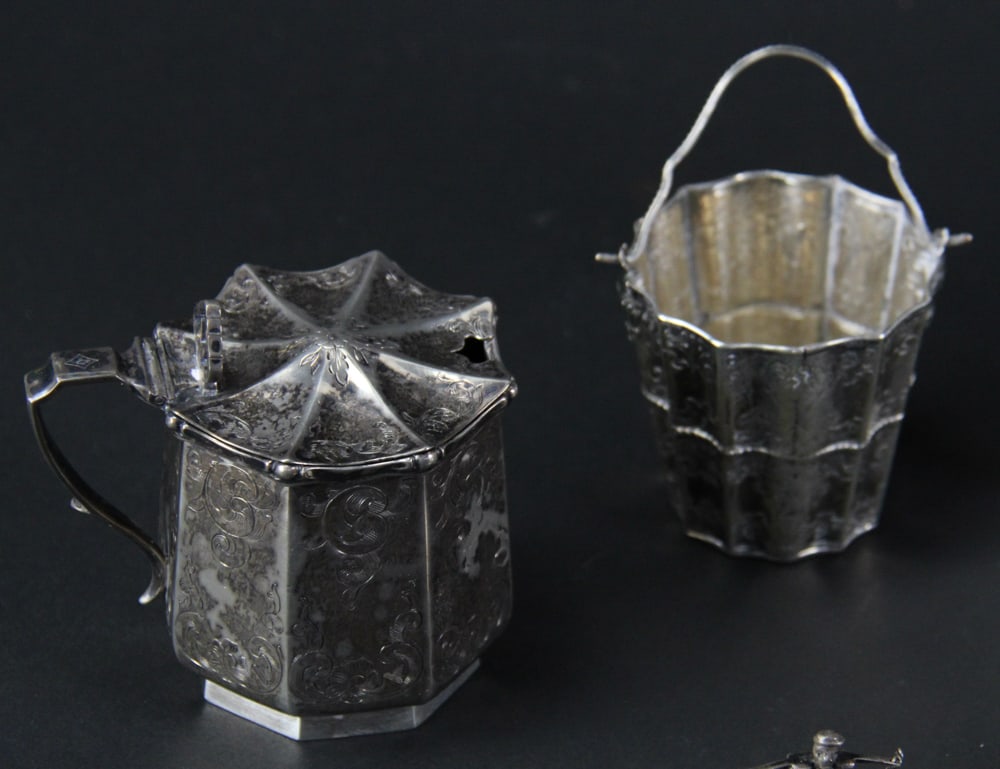 Silver Objets de Vertu, Decanter, Tea Caddy, etc. - 2