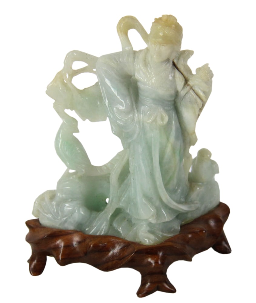 Chinese Hardstone Meiren: Chinese hardstone Meiren, highly polished, 5 3/8" on 1" stand; 3 3/4" x 1 3/4". Provenance: Estate of Thomas Nicholson of Palm Beach, Florida and Stratham, New Hampshire.