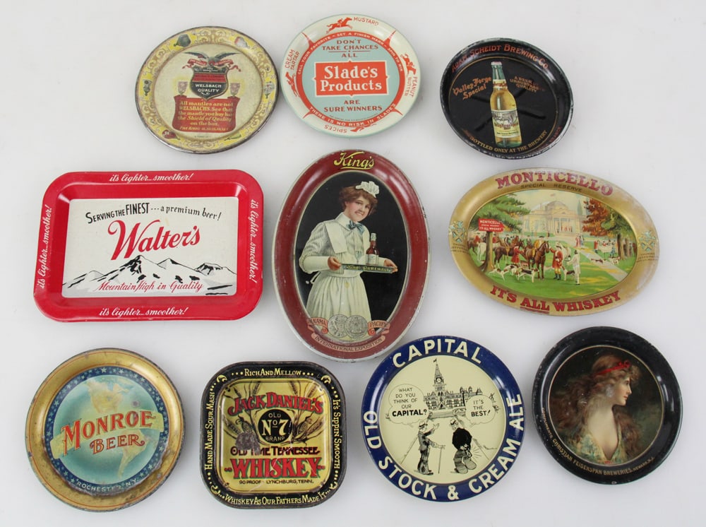 Collection of Late 1900s Advertising Tip Trays (1 of 5)