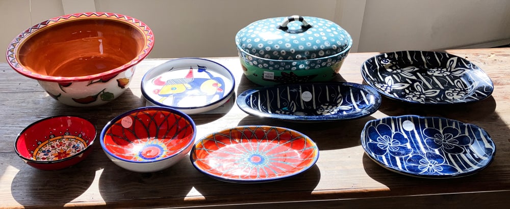 Group of Colorful Hand-Painted Ceramic Serving Pieces (1 of 12)