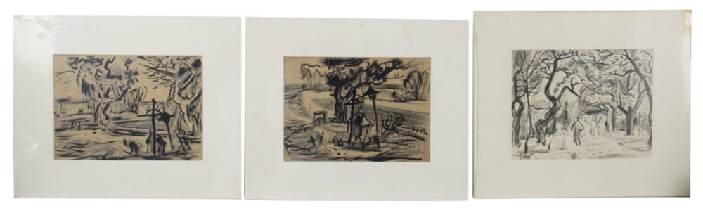 Group of Charcoal, Watercolor, and Gouache Drawings (1 of 8)