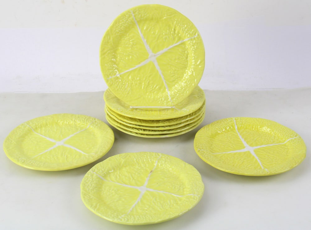 Vintage Secla Portugal Majolica Cabbage Leaf Luncheon Plates (1 of 9)