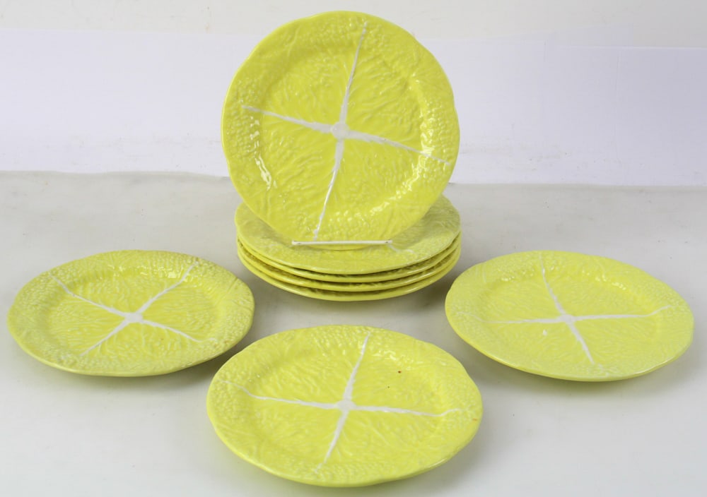 Vintage Secla Portugal Majolica Cabbage Leaf Luncheon Plates (1 of 7)