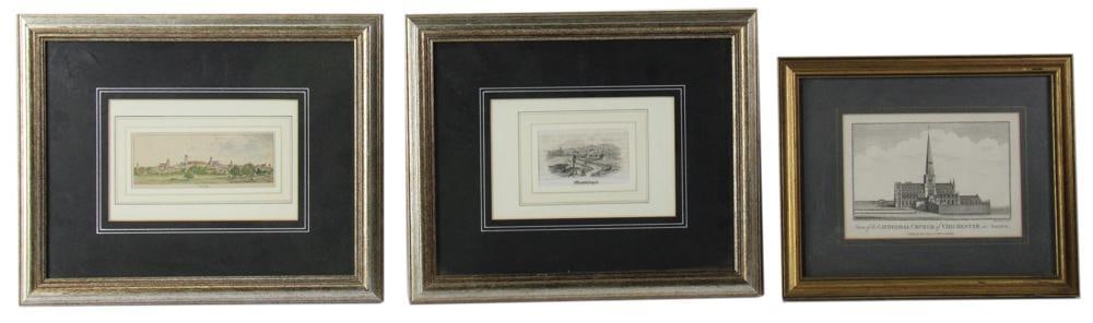 Three Gilt Framed Antique Etchings of Buildings (1 of 11)