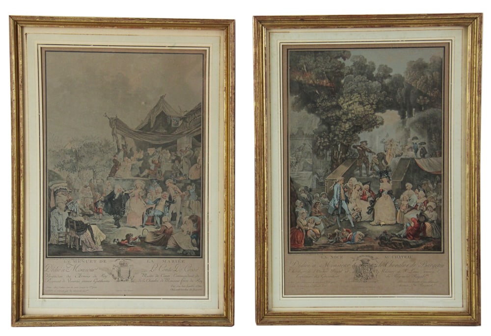 Pair of Colored Etchings by Philibert-Louis Debucourt (1 of 10)