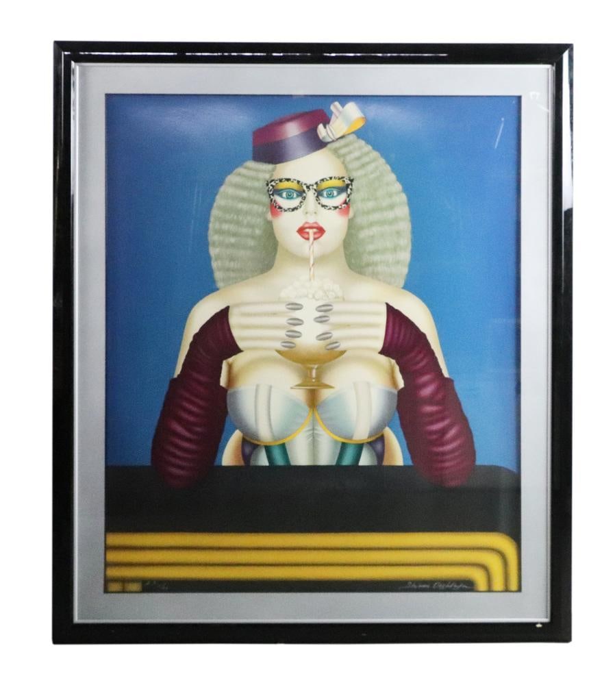 Shimon Okshteyn, "Pina Colada", Print: Shimon Okshteyn (Ukrainian, 1951-2020), "Pina Colada", print, artist proof 11/30, 40" x 48 1/2", in custom frame 59" x 51". Provenance: Elizabeth, Colorado collection.