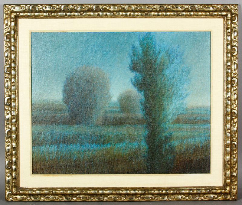 Kipniss, "Untitled Landscape," O/C: Robert Kipniss (New York, b. 1931), untitled landscape, oil on canvas, signed lower right with "Mrs. Ernest M. Werner Graphics and Paintings, 17 East 96th Street, New York, 10028" label verso, 16" x 2