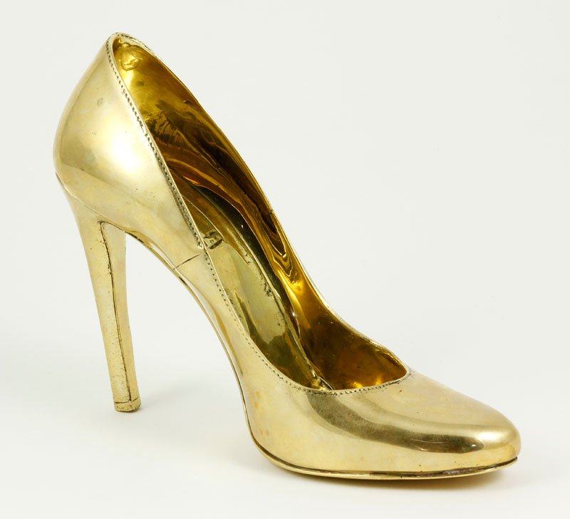 Chen, "Bronze Stiletto (Prada)," Bronze: Angel Chen (California), "Bronze Stiletto (Prada)," solid cast bronze, 2013, initialed on bottom, 6 1/2" x 7 1/2" x 3". About the artist: Angel Chen is an international contemporary artist living and