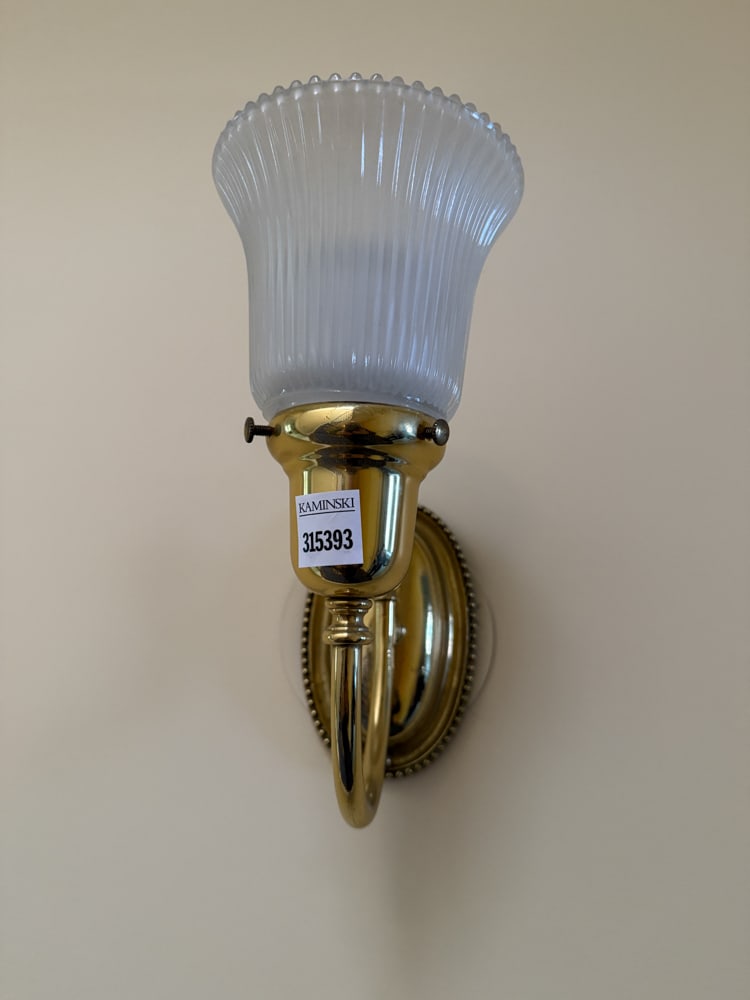 Vintage Brass Wall Sconce with Glass Shade (1 of 3)
