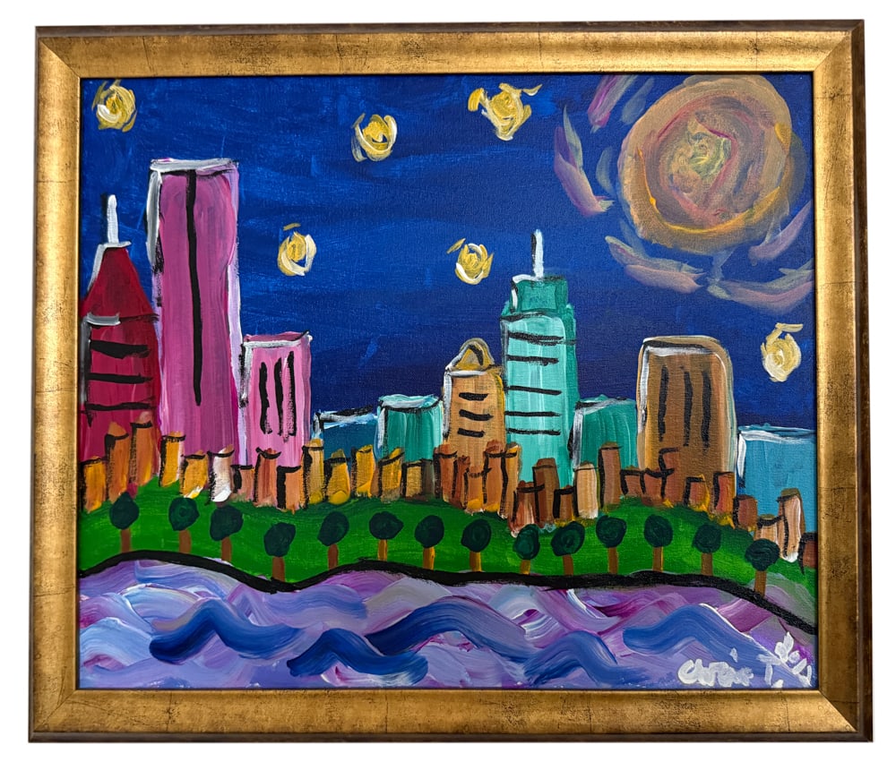 Boston Skyline, Oil on Canvas: Boston skyline, oil on canvas, 15 1/2" x 19 1/2", framed 18" x 23". PLEASE NOTE: Item to be picked up at 129 Commonwealth Ave, Boston. Deadline for pick-up is May 15th. Please call our front desk at 9