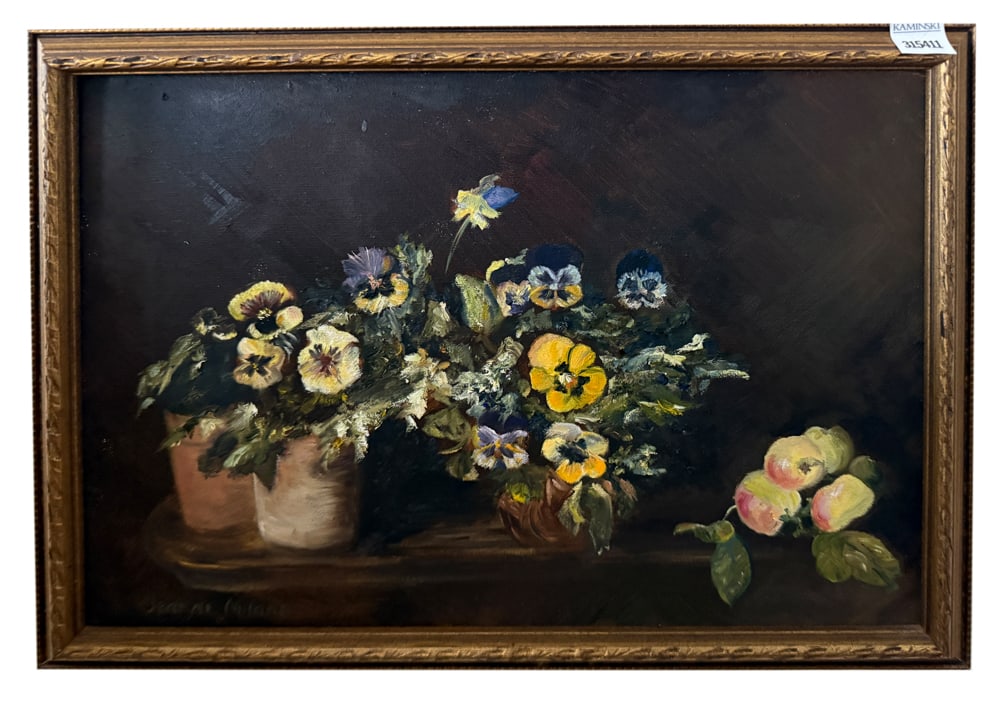J. Milano, Still Life with Pansies, Oil on Canvas (1 of 6)