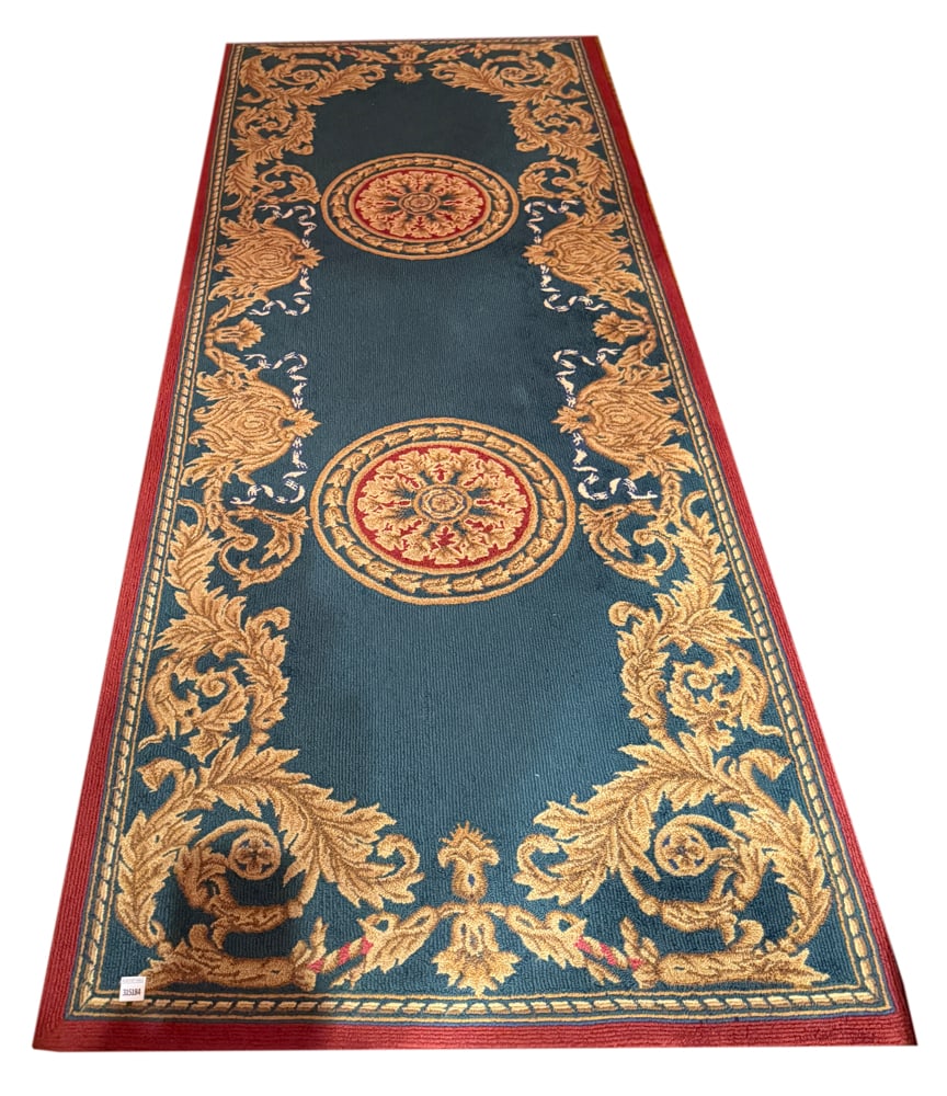 Custom Woven Hall Runner: Custom woven hall runner, 8' x 3'. PLEASE NOTE: Item to be picked up at 129 Commonwealth Ave, Boston. Deadline for pick-up is May 15th. Please call our front desk at 978-927-2223 to schedule pick-up.