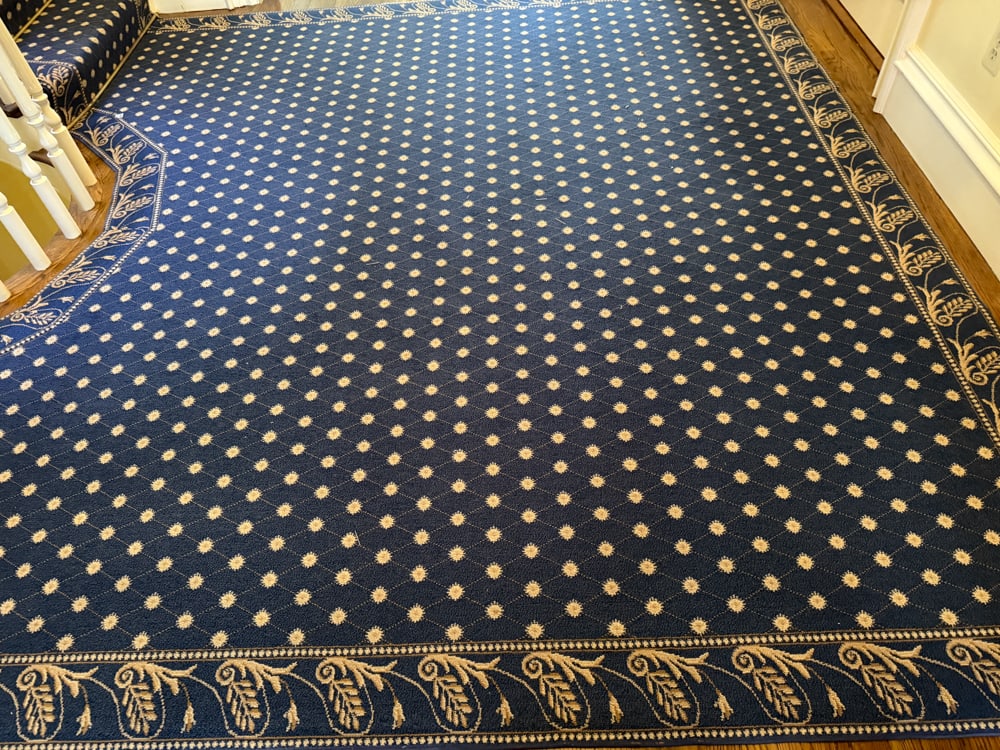 Custom-made Blue Hall Rug with Floral Border (1 of 2)