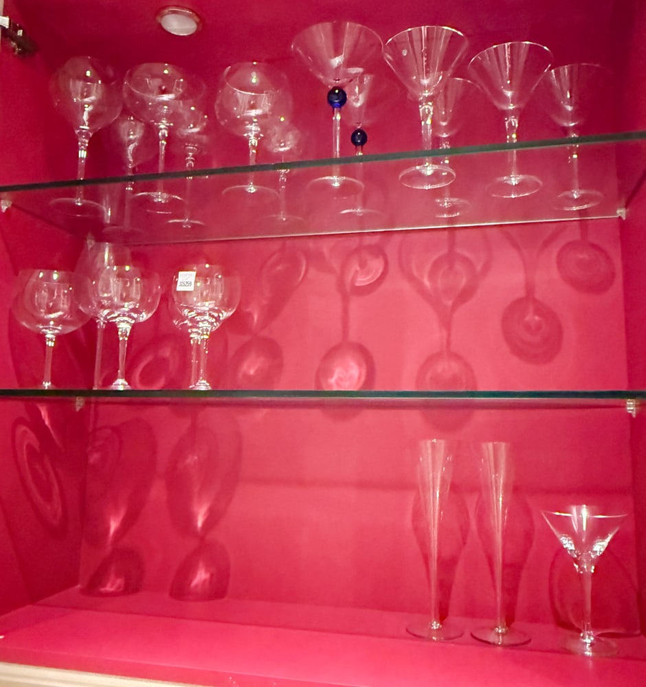 Assorted Crystal: Assorted crystal, largest glasses 6 1/2" H x 3" diameter. PLEASE NOTE: Item to be picked up at 129 Commonwealth Ave, Boston. Deadline for pick-up is May 15th. Please call our front desk at 978-927-222