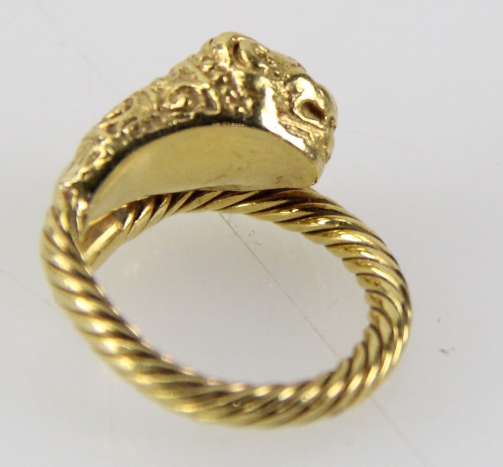 22k Gold Lion Head Ring - 4