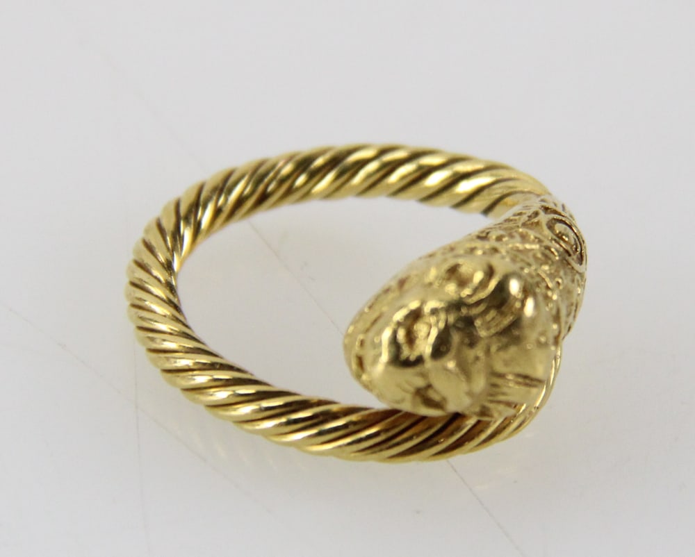 22k Gold Lion Head Ring - 5