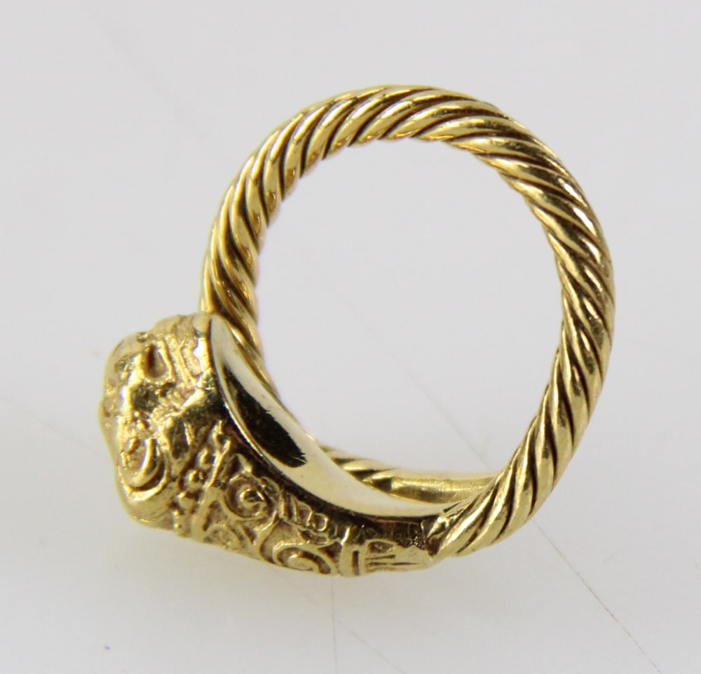 22k Gold Lion Head Ring - 6