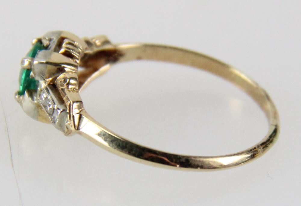 Circa 1920 Gold Emerald Ring - 5