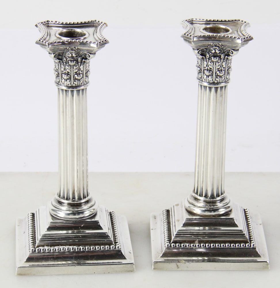 Pair of Gorham Weighted Sterling Corinthian-style Candlesticks (1 of 8)