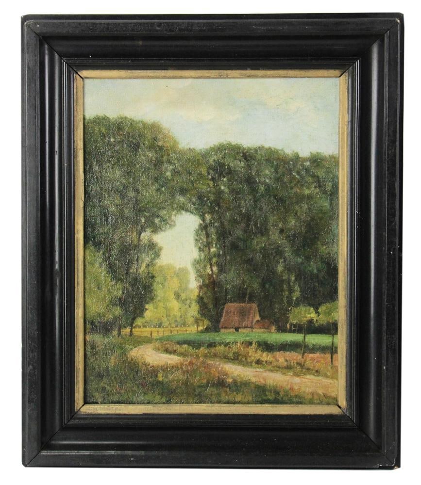 19thC, Landscape with House, Oil on Canvas (1 of 6)