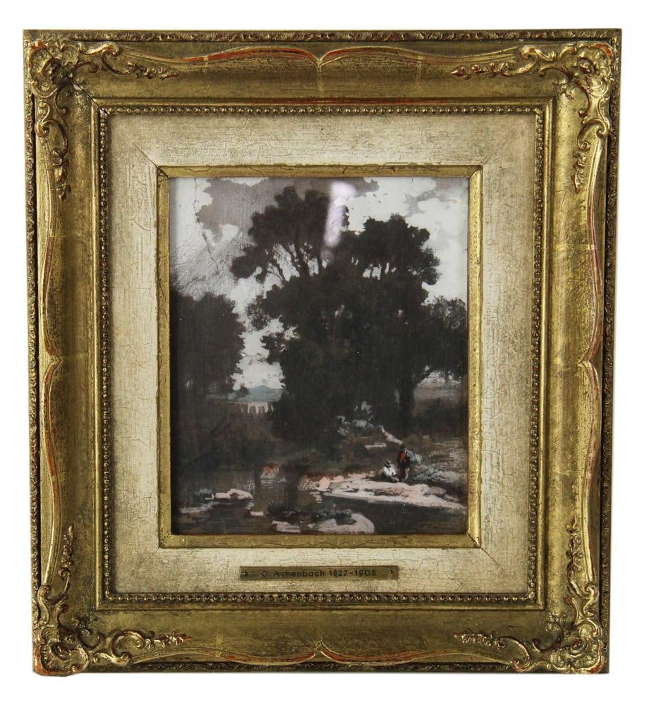 Oswald Achenbach, River Landscape, Watercolor Gouache (1 of 5)