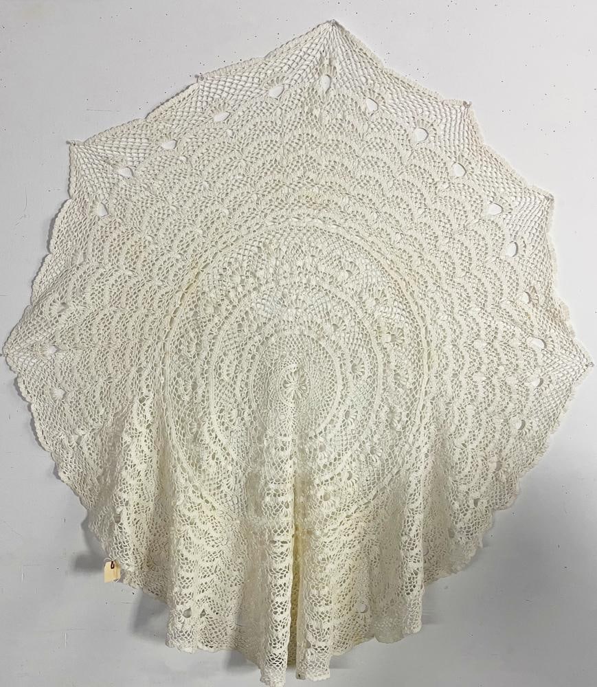 Crocheted Tablecloth: Crocheted tablecloth. Provenance: Littleton, Massachusetts collection.
