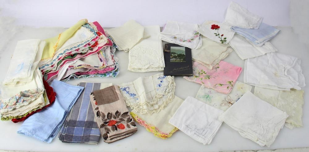 Group of Handkerchiefs, Crochet Trimmed: Group of handkerchiefs, crochet trimmed. Provenance: Littleton, Massachusetts collection.