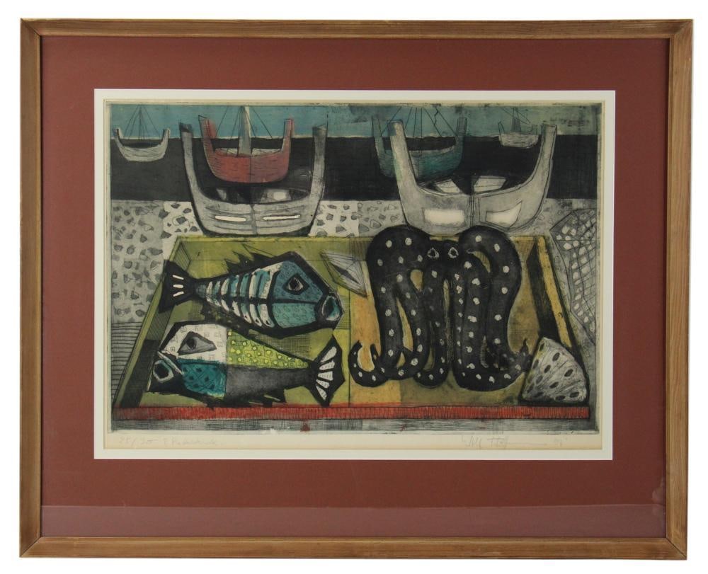 Wolf Hoffmann, Still Life with Fish, Aquatint Engraving (1 of 8)