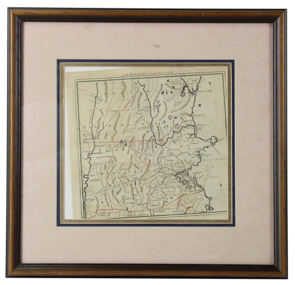 Map of 100 Miles Boston 1775, Engraving (1 of 8)