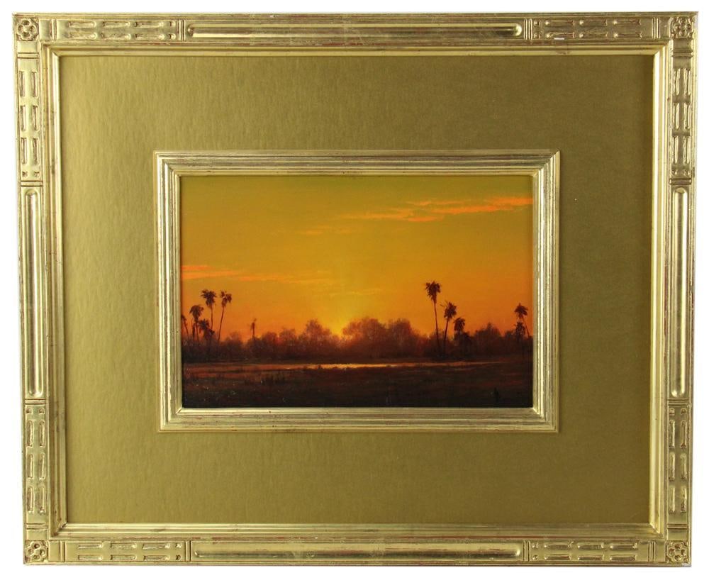 William R. Davis, Florida Sketch, Golden Sunset, Oil on Panel (1 of 7)
