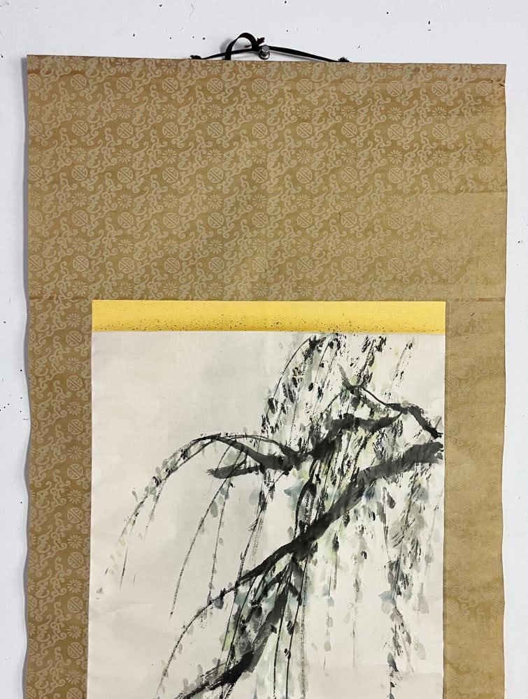 Two Chinese Watercolor Scrolls, Owl, Man on Water Buffalo - 13