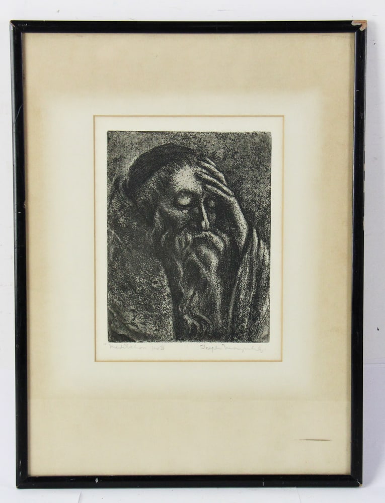 Joseph Margulies, "Meditation No II", Lithograph: Joseph Margulies, "Meditation No II", lithograph, pencil signed, 10" x 8", framed 19" x 14". Provenance: Cambridge, Massachusetts collection.