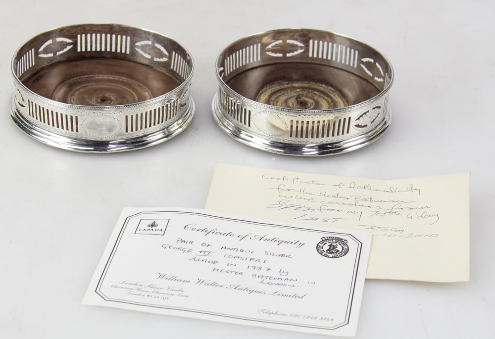 Hester Bateman, London, Pair of George III Coasters (1 of 15)