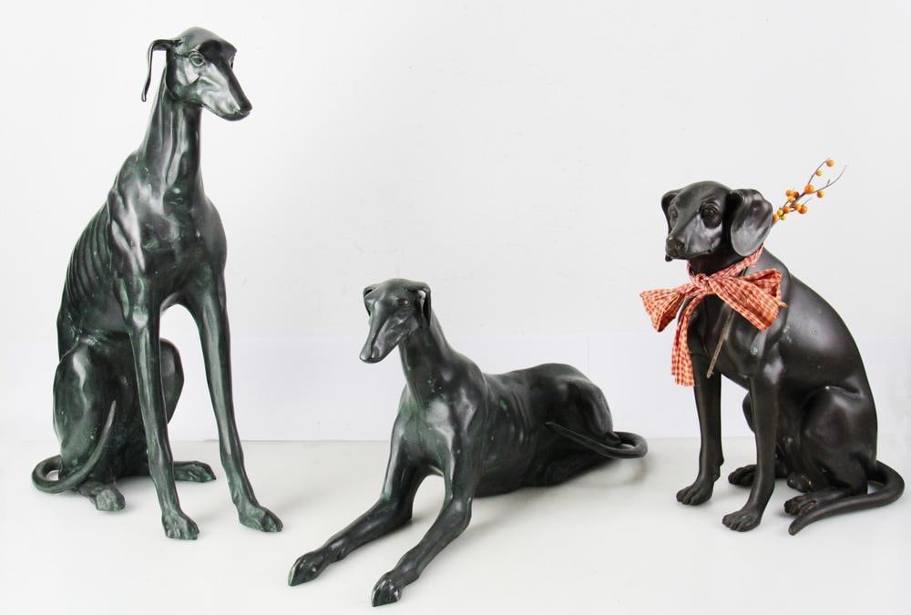 Three Vintage Bronze Whippet Statues (1 of 5)