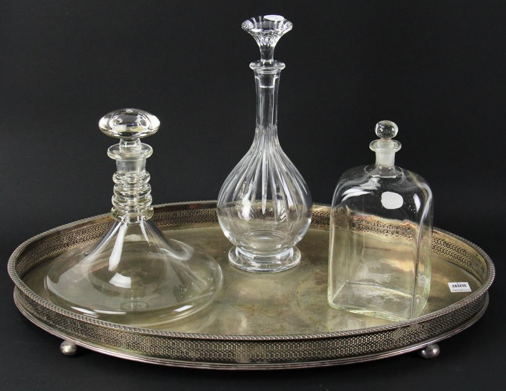 Large Silverplate Tray, Vintage Decanters (1 of 13)