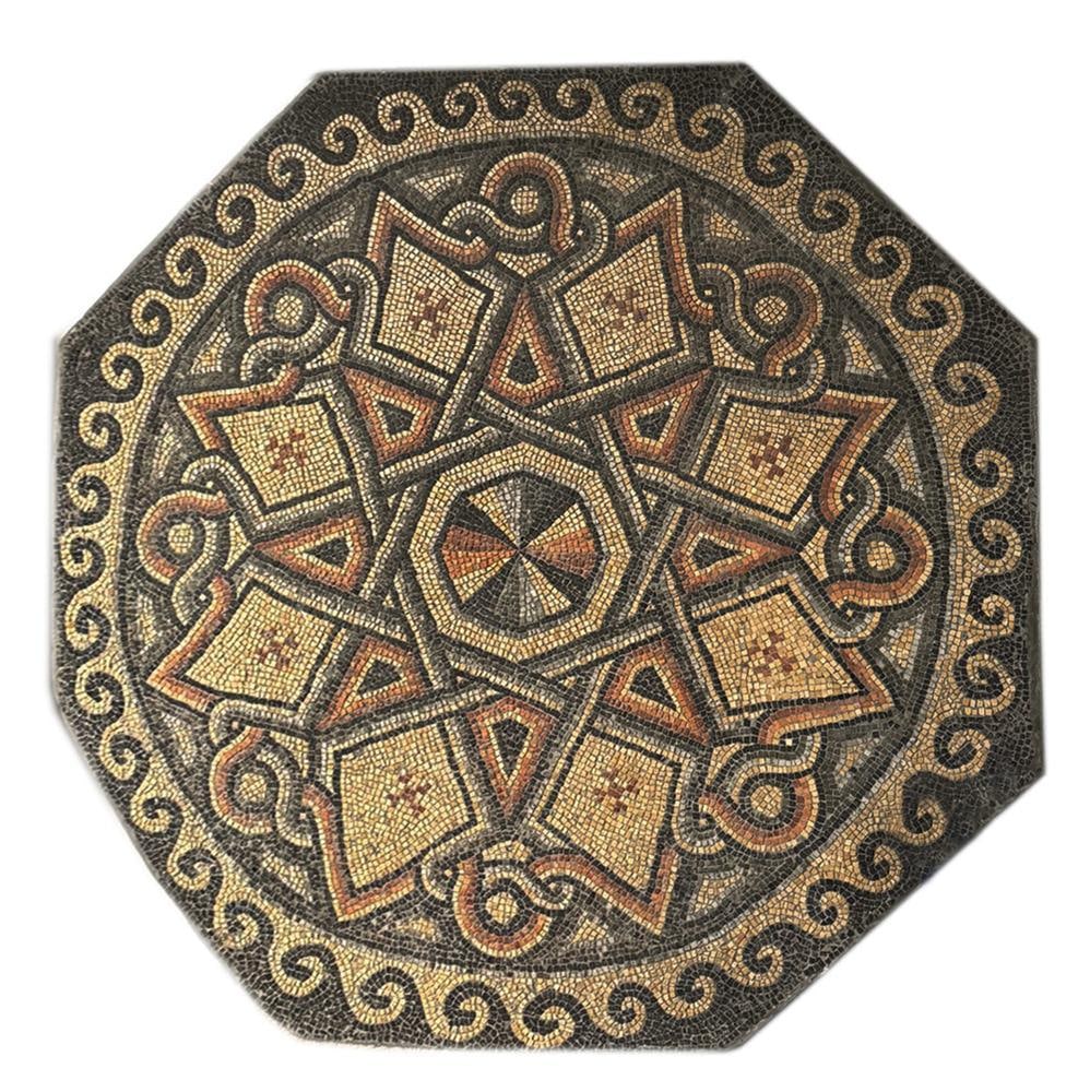 Roman Antiquity Mosaic Octagonal Floor Panel: Roman antiquity mosaic octagonal floor panel arranged in intricate pattern, 75" x 75". Approximately 250-300 lbs. Provenance: Vero Beach, Florida collection. PLEASE NOTE: On KaminskiLIVE, lots valued