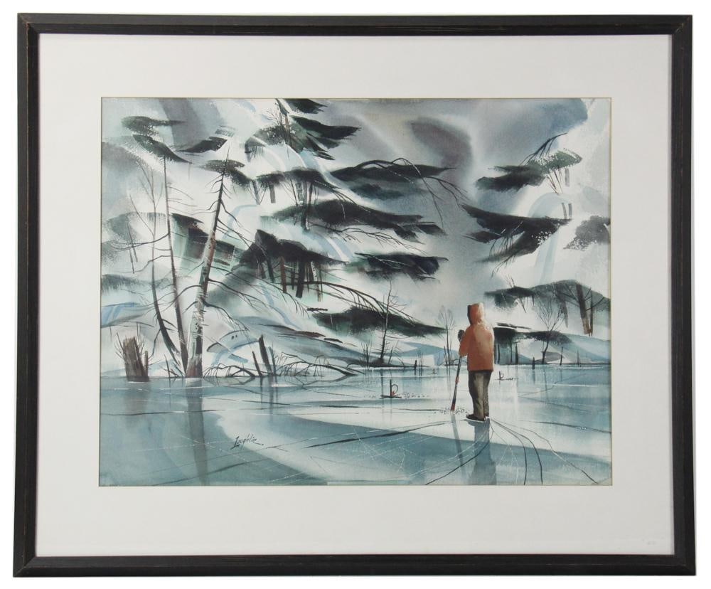 John Leo Laughlin, "Ice Drilling", Watercolor (1 of 7)